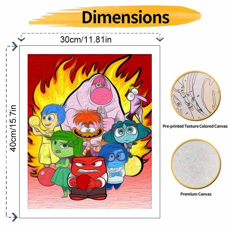 Disney Inside Out Characters Oil Paint by Numbers Painting Art Kit Handmade Painting Home Decor Gift