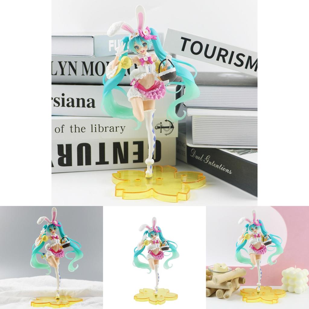 Hatsune Miku Figure Rabbit Ears Spring Ver. Pink Pvc Ornament Gift Collectible 23cm
