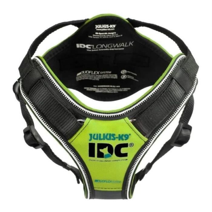 Harnais De Randonnée - Julius K9 - IDC Longwalk - Jaune Fluo - Taille M - Confort Optimal