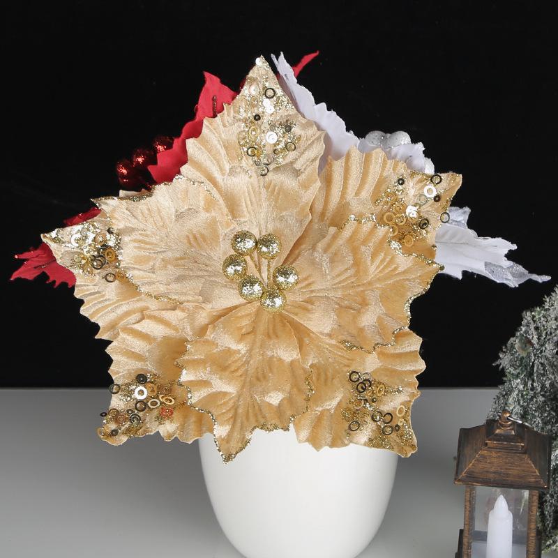 6 Pcs New Arrival Christmas Poinsettia Flowers for Decor, Home Decor Artificial Flowers, Christmas Tree Decor Covers Flower, New Year's Tree Decor