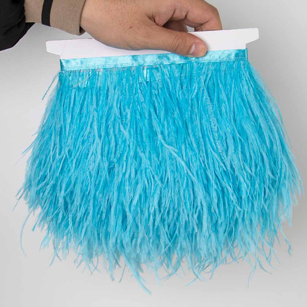 1Meter Red Ostrich Feathers Trim on Tape Ribbon Fringe 8-10cm Fabric Skirt Sewing Trimmings Feather Dress Clothes Decoration