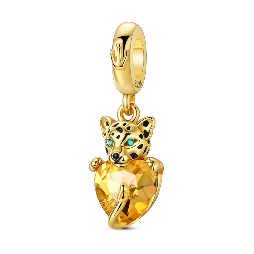 Gold Series Diy Charms Bead Original Copper Inlaid Zirconium Sun Leopard Pendants Fit Bracelet Jewelry Gift Marking
