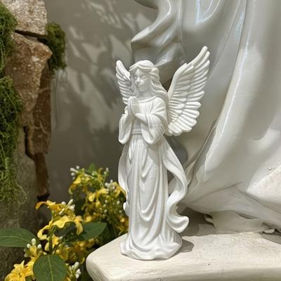 Figurka Anioła Modlącego się, Statua Anioła ze Skrzydłami Drukowana 3D, Mała Rzeźba Anioła Stróża na Biurko, do Domu, Biura, Samochodu
