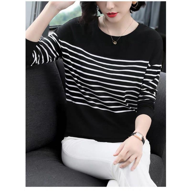 Women S Long Sleeve Striped T Shirt Loose Plus Size Casual Top