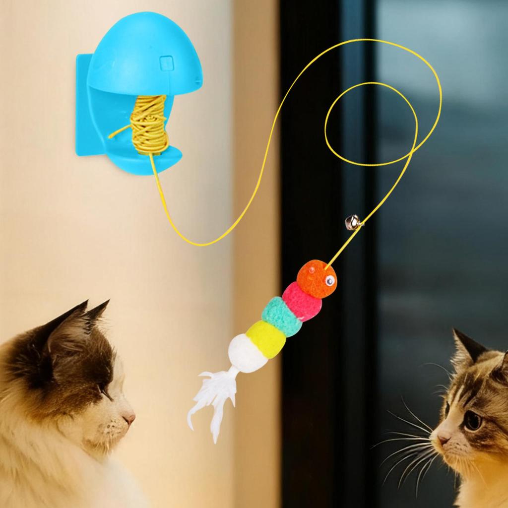 Interactive Cat Toy Bite-Resistant Animals Companion Indoor Kitten Interactive Toy Retractable For Bedroom Study Room Cabinet