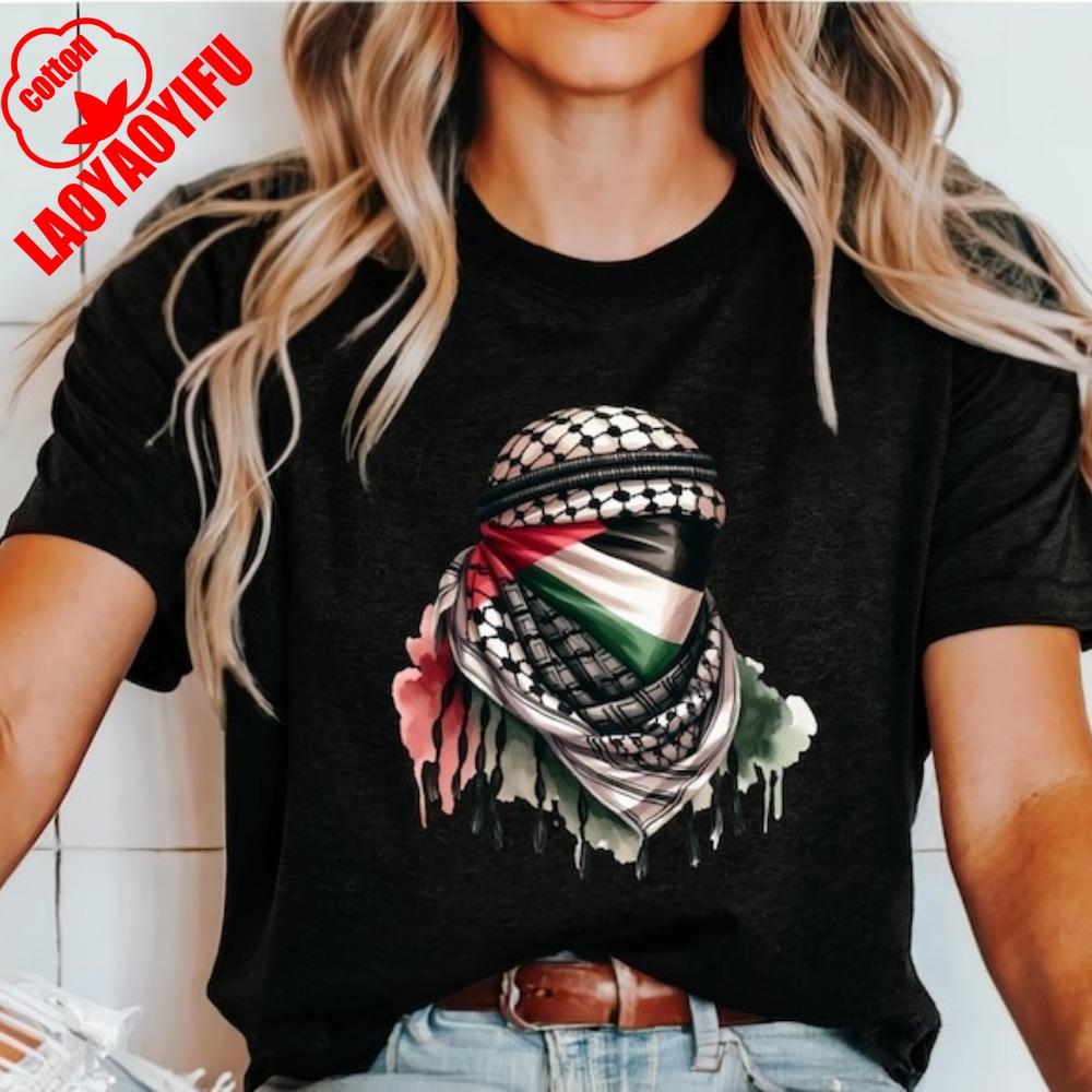 Palestine T Shirt Keffiyeh Shirt Palestine Flag Shirt Charity Donation Summer Unisex Loose Harajuku Breathable Camisetas