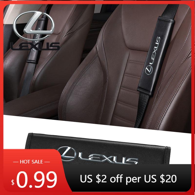 BJYL6 Interior Stickers 2pcs Car Seat Belt Cover Leather Shoulder Pad Accessories For Lexus F SPORT GX460 Ct200h IS250 ES 220D IS200 F