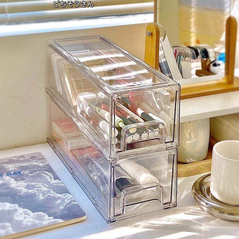 Acrylic Drawer-type Cosmetics Makeup Storage Box Organizer Desktop Storage Transparent Drawer Dustproof Mask Clear Boxes Cabinet