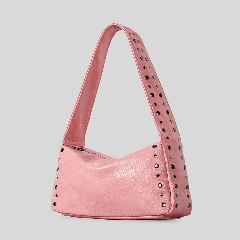 SHELKSBAG Vintage Studded Women Shoulder Bag Y2k Luxury Motorcycle Style Faux Leather Underarm Bags Crossbody 2026 Trend Handbag