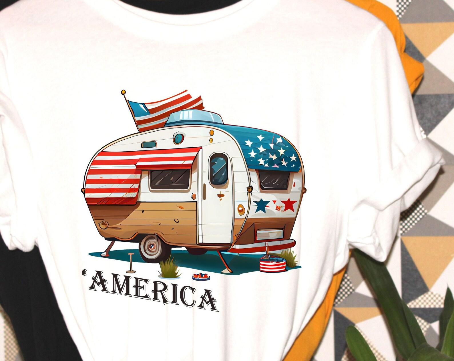 American camper, rv tshirt, patriotic tshirt, vacation shirt, American tshirt, fun camping shirt XL