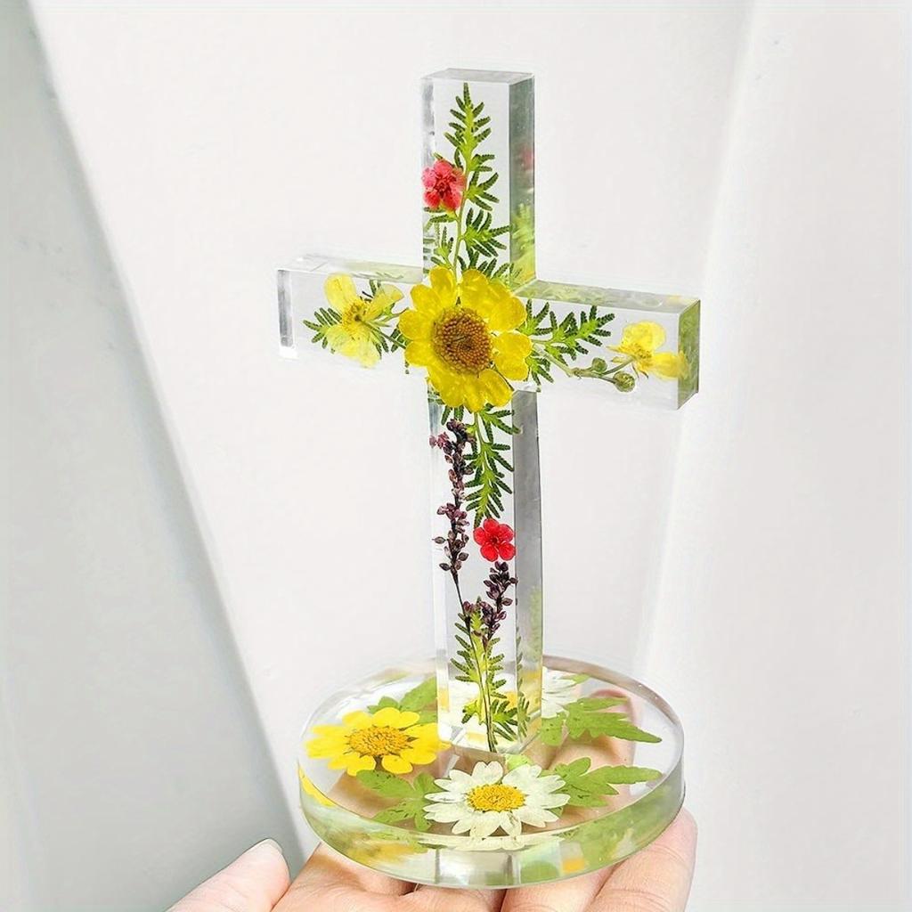 5'' Standing Cross Silicone Mould with Base, Epoxy Cross Mould, Epoxy Plaster Cement Mould, Halloween Ornaments