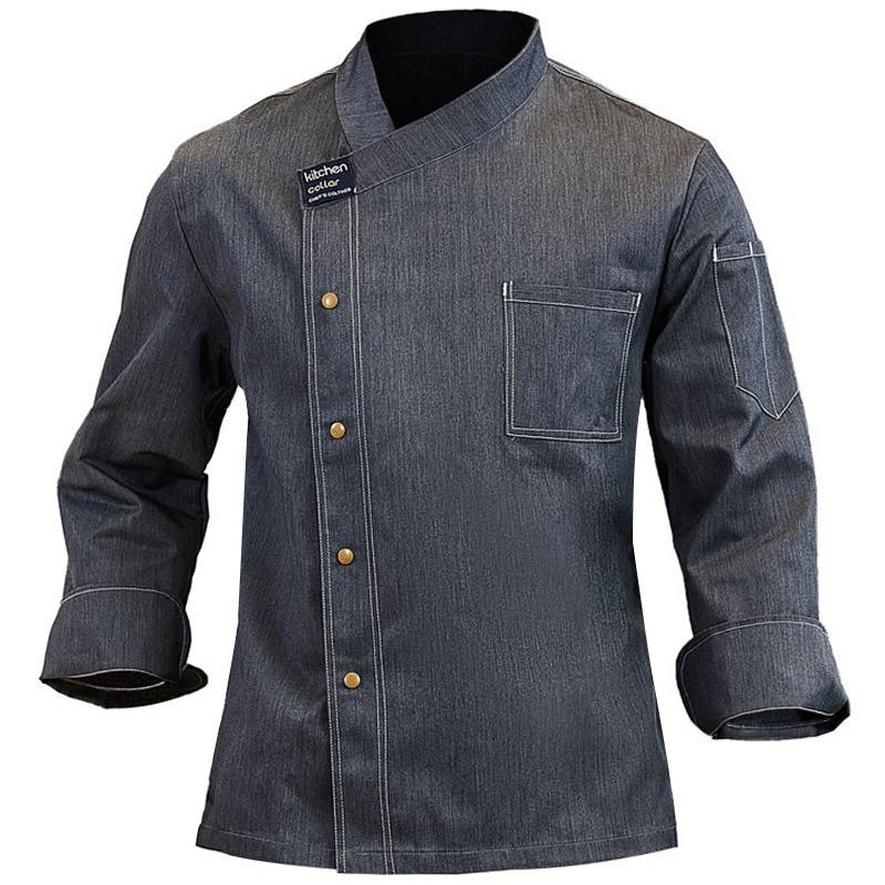 Mens Chef Uniform Long Sleeve Hotel Restaurant Canteen Kitchen Baking Staff Workwear Autumn Winter Outfit