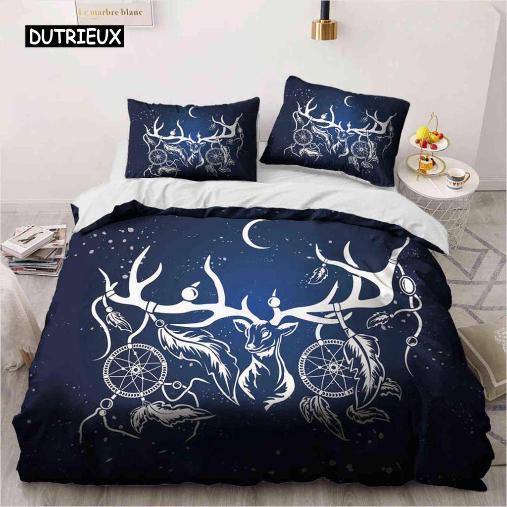 Düş Kapanı Nevresim Takımı Bohem Hippi Yatak Takımı Kraliçe Boy Etnik Yorgan Kılıfı Polyester Boho Tüyler Yorgan Kılıfı