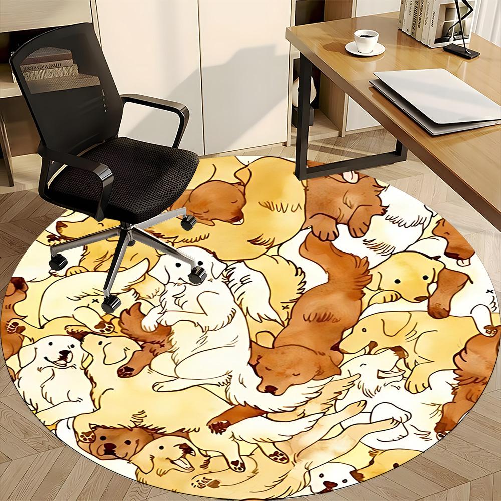 1pc Puppy Prints Chair Carpet for Office, Soft, Non-Slip Polyester Mat, Office, Living Room, Bedroom, Durable Polyester Yy251207116