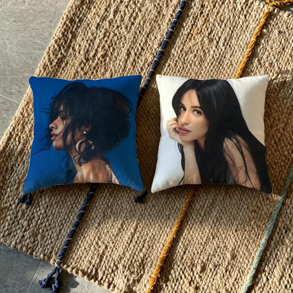 C-Camila Cabello Cushion Cover Cushion Cover Pillowcase, Anti-Mite Invisible Zipper, Linen Sofa Cushion