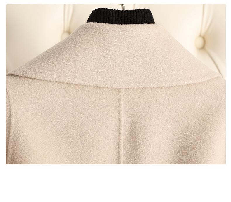 2024 Autumn/Winter Women's Long Double-Faced Wool Coat - Over-the-Knee, Slimming, High-End Wool Blend.