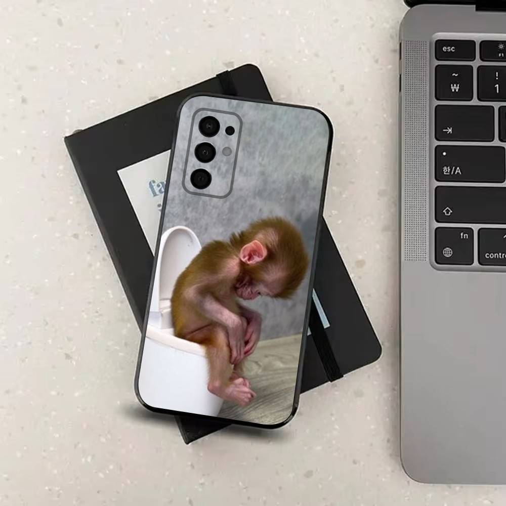 Cute Funny Monkey For Samsung Galaxy A73,31,71,53,32,72,Note,22,41,8,9,52,J7,Soft Black Silicone Cover Case