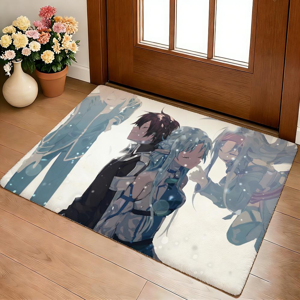 Hot Anime S-Sword Art Online Floor Mat Cozy Flannel Soft Thick Non-Slip Mat For Living Room Bedroom Kitchen Decor Rugs