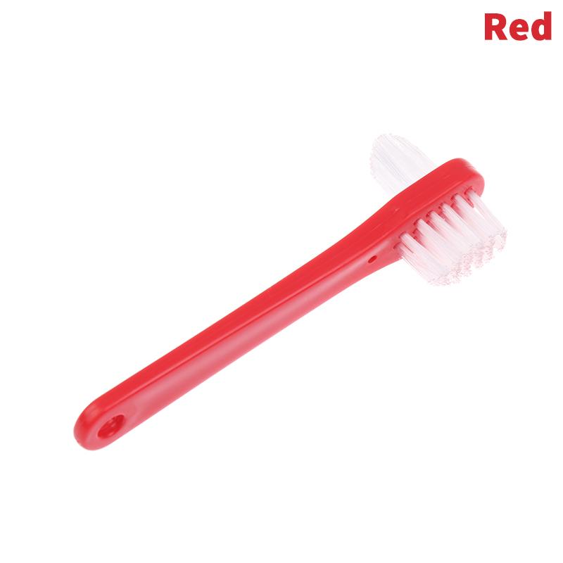 1Pcs Double Head Manual Toothbrush Portable False Teeth Cleaner Denture Care Supply In Blue Red White Colors