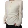 American Hot Girl Buttoned Fleece Long Sleeve Round Neck Slim Fit Women's Winter Top