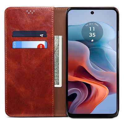 Etui skórzane z podstawką i magnetycznym zamknięciem, portfel na telefon dla Motorola Moto E14 4G/G04 4G/G04s 4G/G24 4G