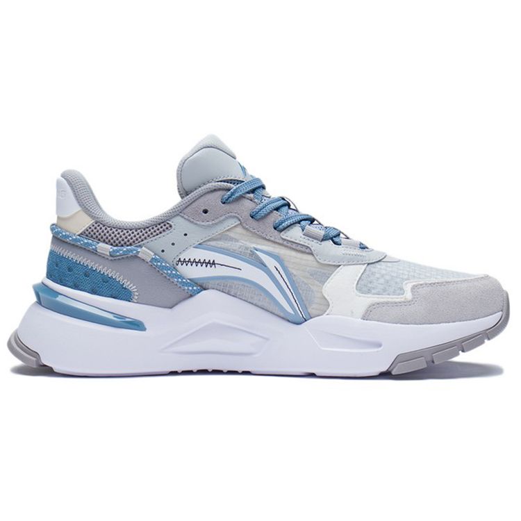 Li Ning Reverse Shock Absorbing Non-Slip Wear-Resistant Low-Top Sports Casual Shoes Men Sneakers Blue Gray AGLS047-2