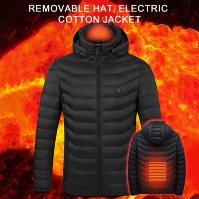 Männer Beheizte Jacke Mit Kapuze Reißverschluss 3 Temperatur Einstellbar Schnell Heizung USB Aufladbare Körperwärmer Einfarbig Verdickt Waschbar Winter Elektrische