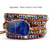 Natural Lapis Lazuli Leather Cord Woven Creative Multi-layered Bracelet, Women's Jewelry.