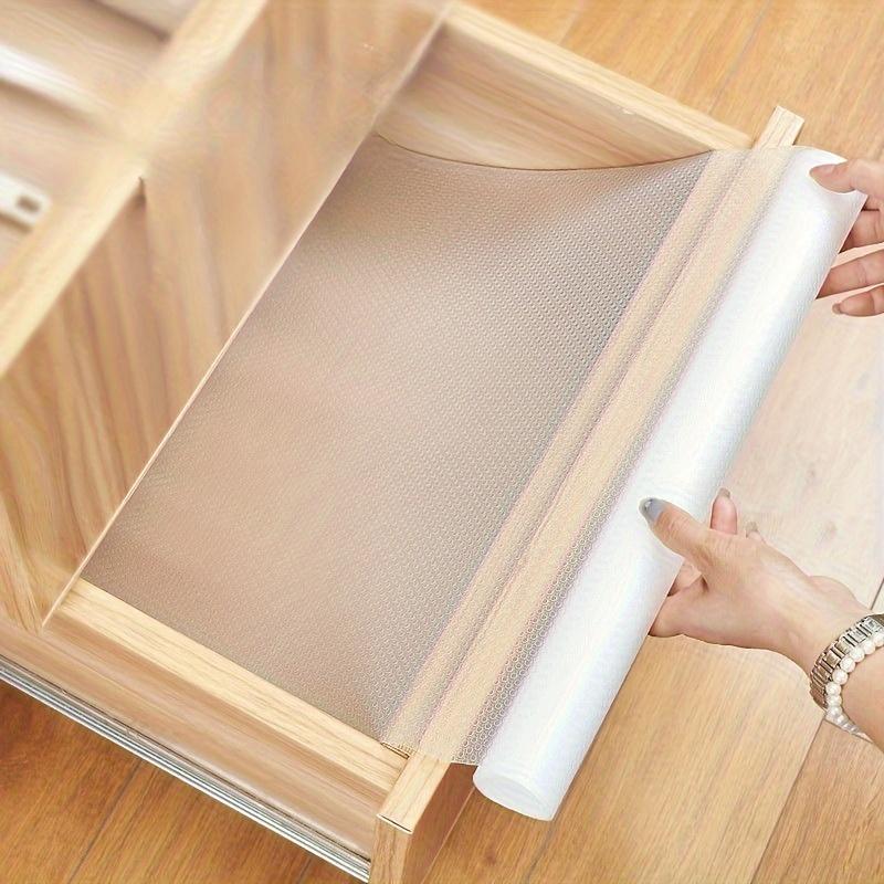 1 Roll Waterproof & EVA Cabinet Drawer Liner Mat - Oil/Water/Stain Resistant, Non-Slip Kitchen Organizer for Refrigerator Shelves, Drawers