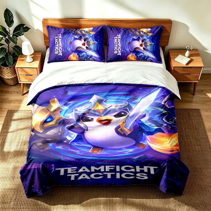 Teamfight Tactics (1) 3pc set suitable for master bedrooms soft and comfortable an ideal gift for family and friends Includes one duvet cover and two