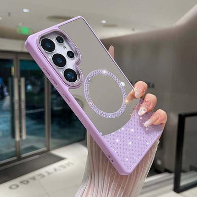 Mirror Case for Samsung Galaxy A25 5G/ A35/ A55/A32/A26/A36/A56 MagSafe Magnetic Wireless Charging Fashion Makeup Candy Color Glitter Phone Cover