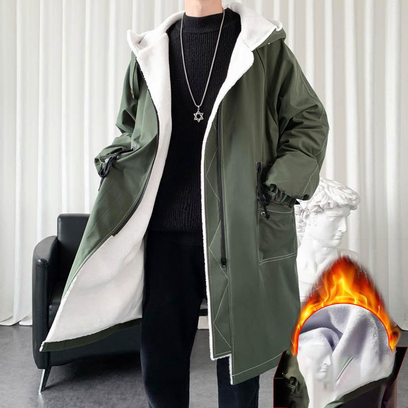 Winter Coat Men Hooded Thick  Trench Coat Men Fashion Windbreakers Casual Jackets Hip Hop Streetwear Coat XS-3XL M
