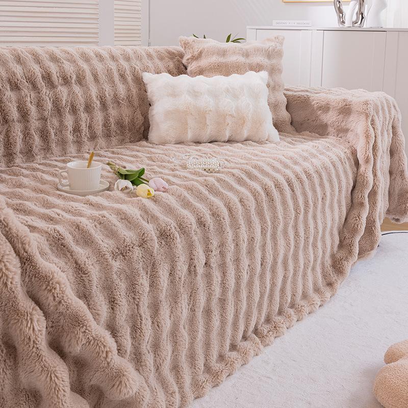 

Полотенце для дивана с имитацией кроличьего меха, европейское зимнее утолщенное флисовое покрытие для гостиной, дивана, наволочка, ткань 180*200