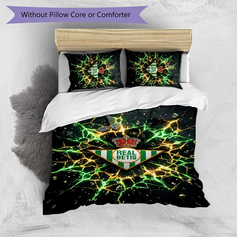 Set Lenzuola Stampato Calcio Real Betis 3 Pezzi, Comodo Set Copripiumino per Camera da Letto Amico della Pelle