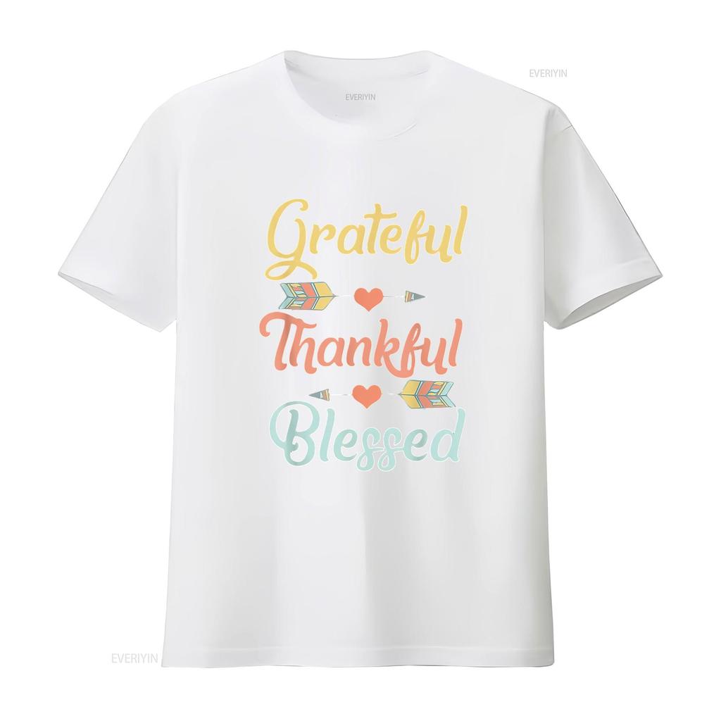 Womens Grateful Thankful Blessed T Shirt Cool Thanksgiving Day Black 2X Large vintage Washed streetwear Comfortable homme