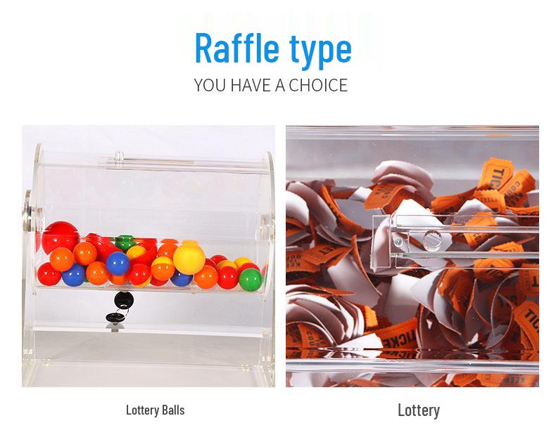Acrylic Rotating Raffle Cage with Prize Balls and Lottery Tickets
