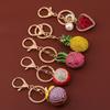 Enamel Simulation Fruit Keychain Heart Shape Metal Key Rings Fruit Bag Pendant Keychain  Jewelry