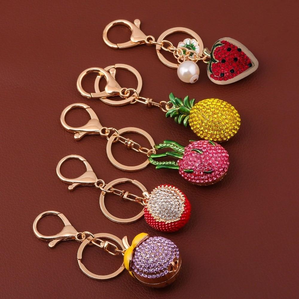 Cartoon Fruit Bag Pendant Keychain Heart Shape Bag Charms Simulation Fruit Keychain  Bag Decoration