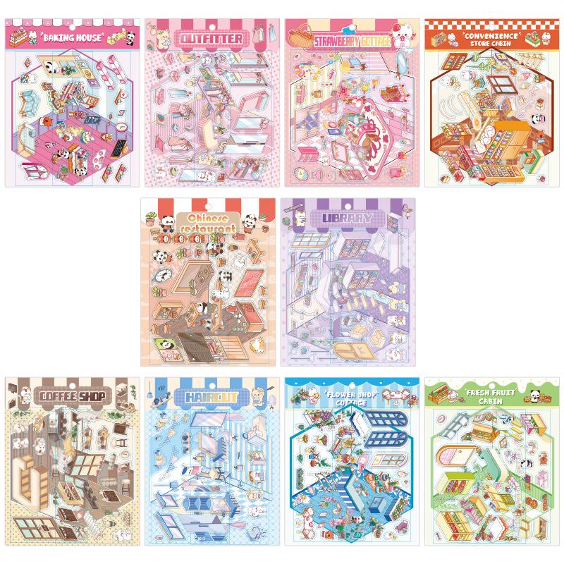 Fairy Tale Cottage 3D Landscape Stickers - Miniature Journal Decoration