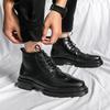 Men's Lace-Up Brock Pointed Leather Boots British Style Dress Casual Shoes High Top Leather Shoes Short Boots Men's Shoes