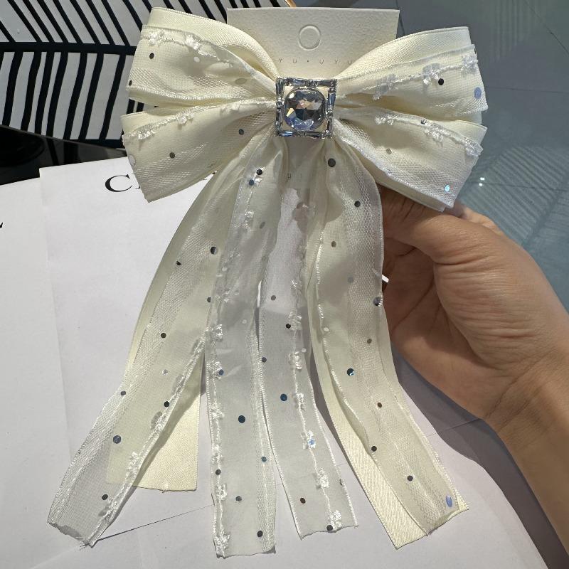 

1Pcs Double-layer Mesh Glitter Bow Hair Clip, Daily Commuting, Dating, Party Hair Clip Butterfly Hair Pin Hair Clips for Girls білий