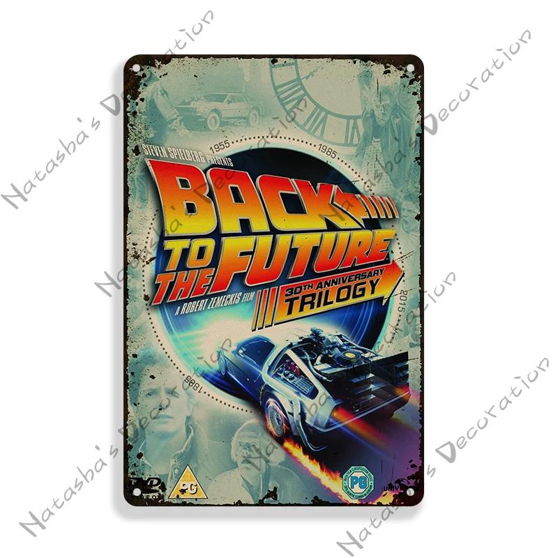 Filmaffisch Tillbaka till framtiden Metallskylt Sci-Fi Komedi Metallskylt Rostig Dekorativ Skylt Hembars Pub Café Industriell Dekor