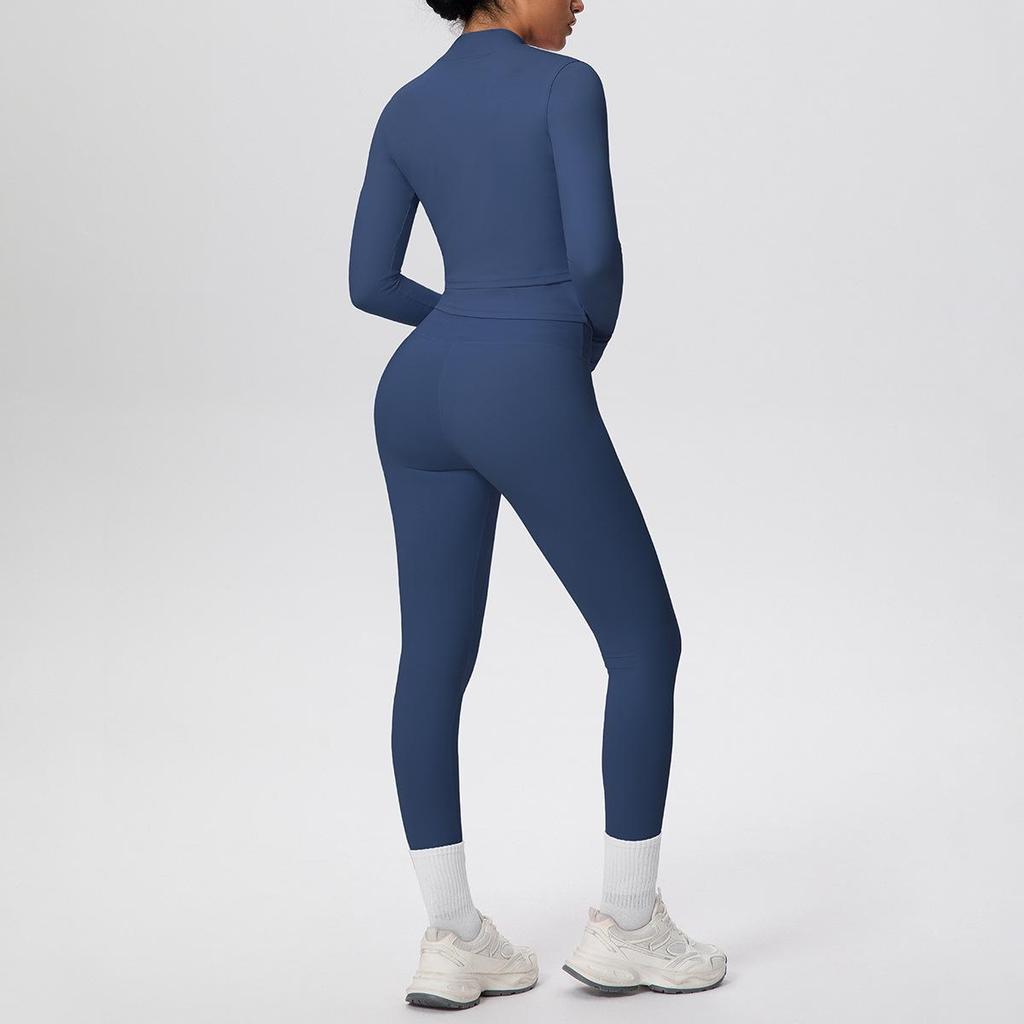 Cloud-like Quick-dry Zipper Jacket & High-waisted Yoga Suit - 3pc Outdoor Running Fitness Set