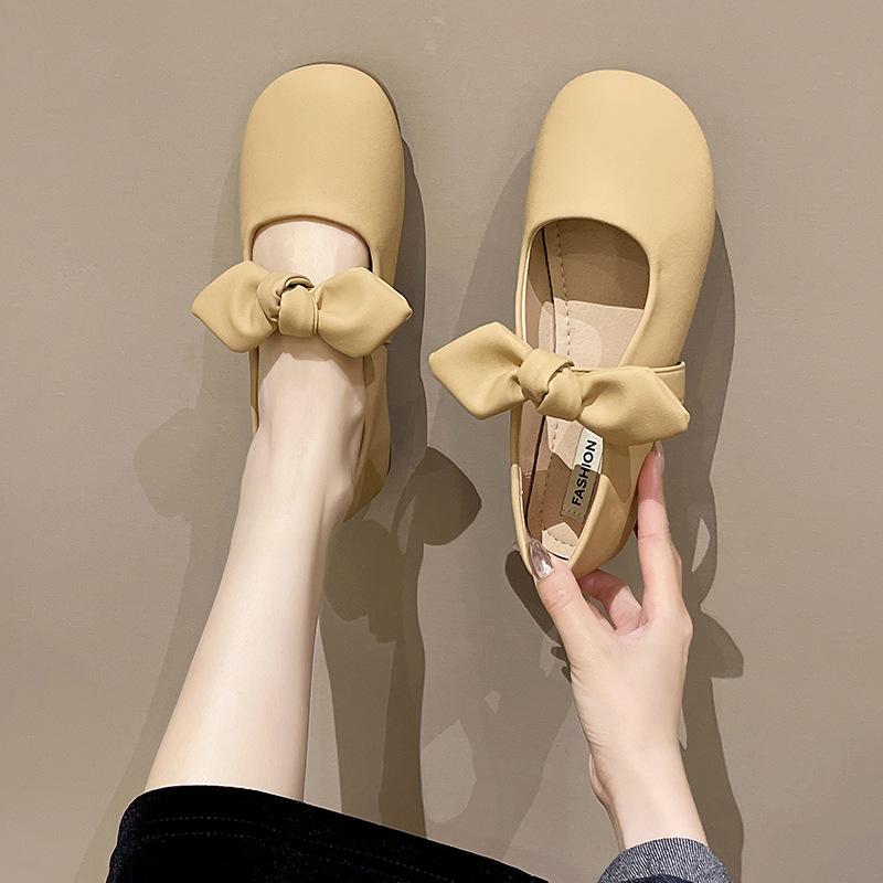 2024new Soft Sole Single Shoes Comfortable Flat Bottom Casual Simple All-match Mary Jane Bowknot Shoes for Women Summertime