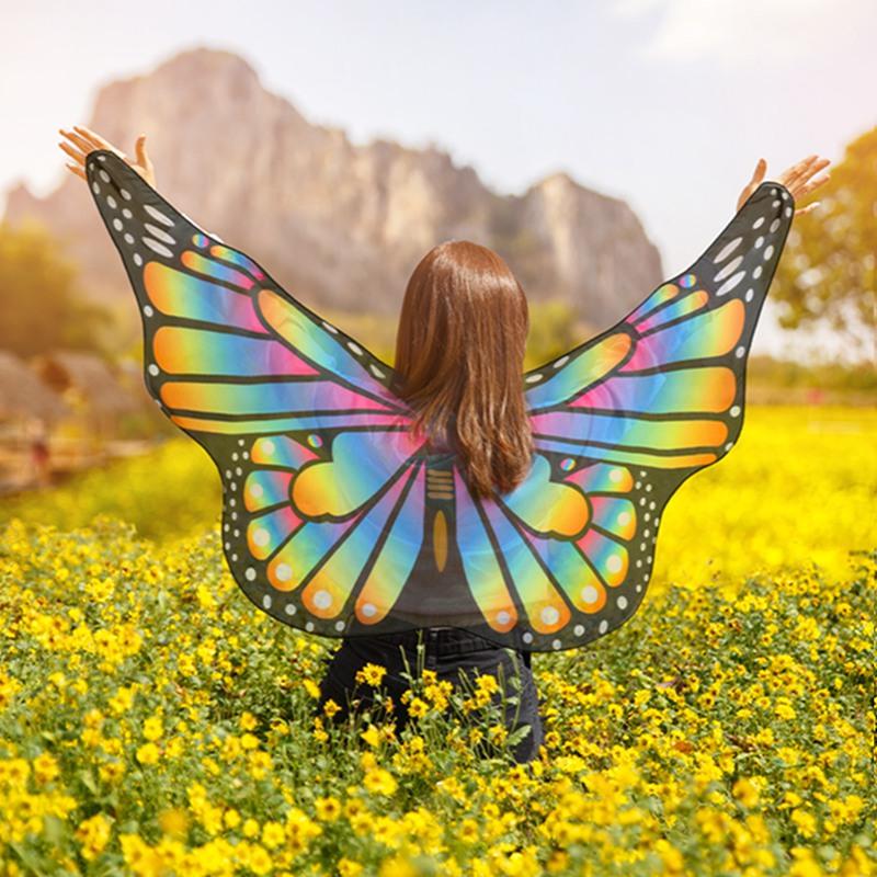 Kids Halloween Costume Set Funny Chiffon Butterfly Wings Cape,Mask,Headband Performance Cosplay Props Elf Angel Wings Costumes