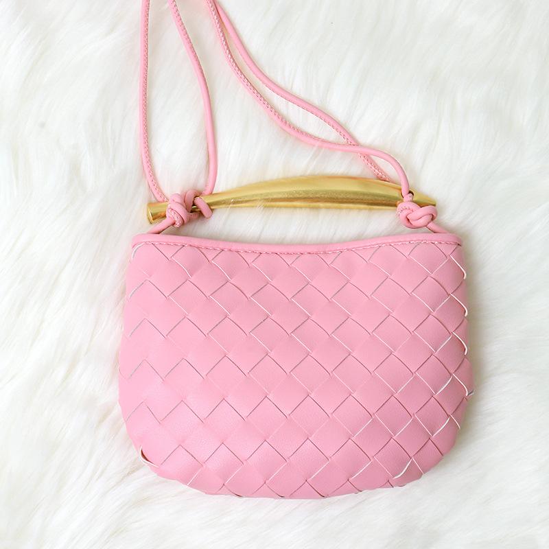 Cowhide Woven Bag Soft Leather Metal Bing Handbag Fashionable Personality Oblique Span Genuine Leather Women's Bag