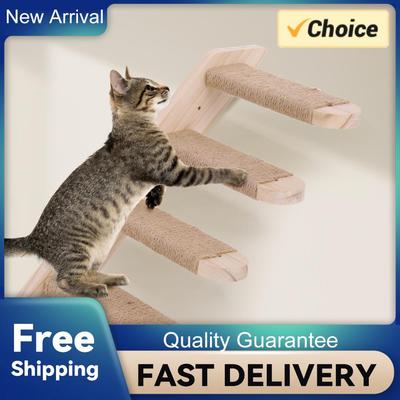 Cat Wall Shelves Wall Mounted Cat Climbing Ladder Four Step Cat Climbing Frame for Cats Perch Shelves