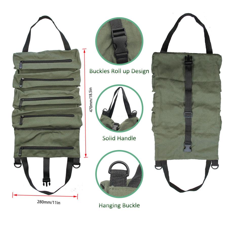Hot Sale Roll Tool Roll Multi-Purpose Tool Roll Up Bag Wrench Roll Pouch Hanging Tool Zipper Carrier Tote