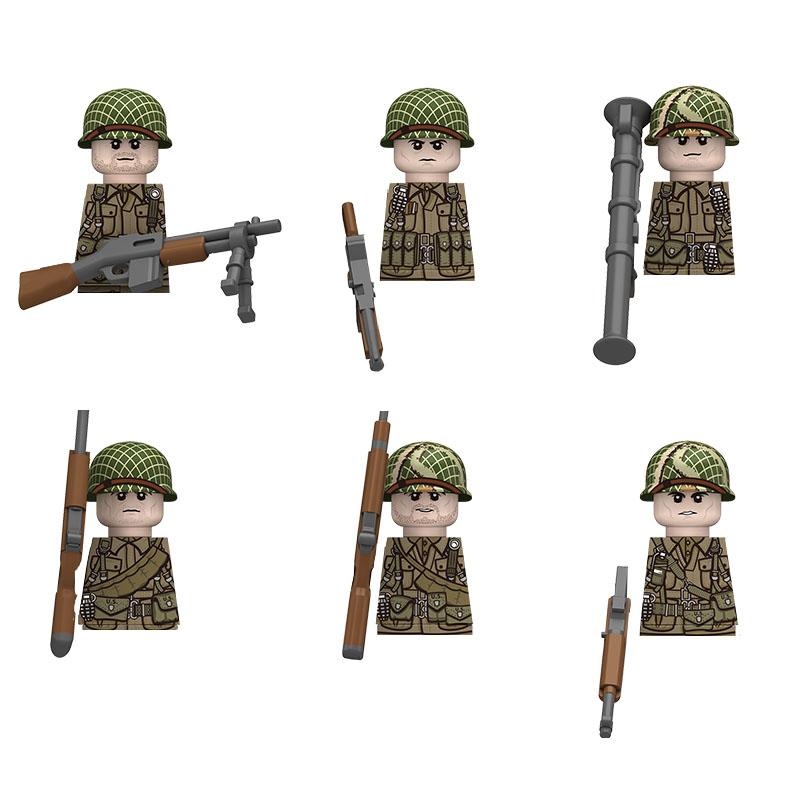 Military Soldier Figure Building Blocks British US French Army Weapons 101 Airborne Division Officer Infantry M1 Toys Gifts D126