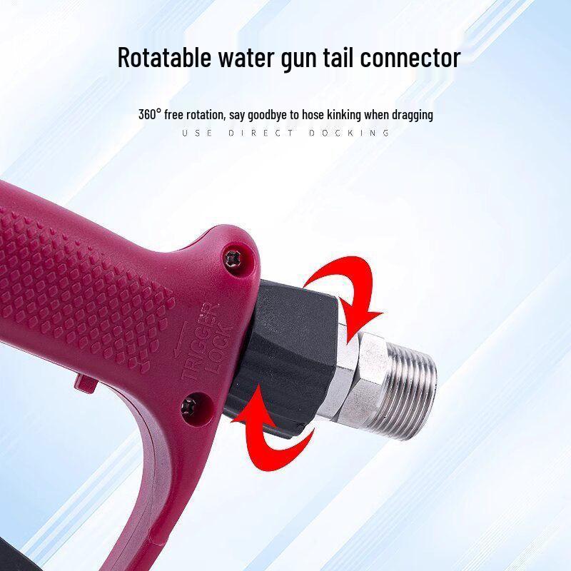 Stainless Steel High-Pressure Car Wash Water Gun with Anti-Tangle Design and Ceramic Valve, Pressure Resistant up to 350 kg.